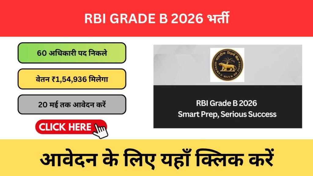RBI Grade B 2026 भर्ती – पूरी जानकारी (Notification, Eligibility, Salary, Apply Process) rbi grade b 2026